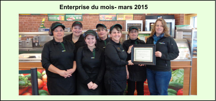 Enterprise du mois- mars 2015