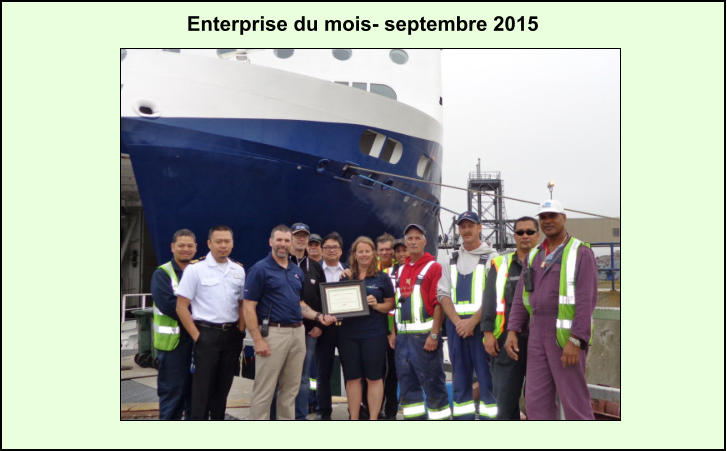 Enterprise du mois- septembre 2015