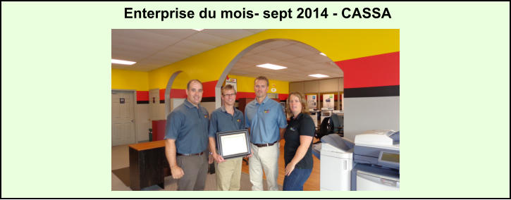 Enterprise du mois- sept 2014 - CASSA