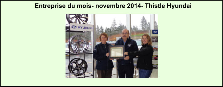 Entreprise du mois- novembre 2014- Thistle Hyundai